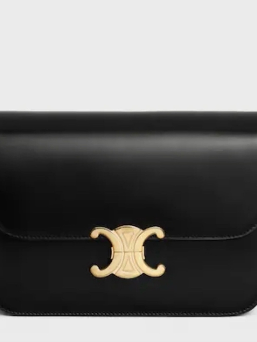 Celine Black Leather Triomphe Shoulder Crossbody with Gold Emblem - Picture 8 of 8
